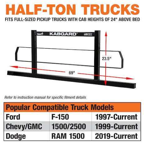 Buyers Products 69" Inch KabGard Heavy-Duty Steel Pickup Truck Headache Rack Bundle with Standard Mounting Brackets Model 85104