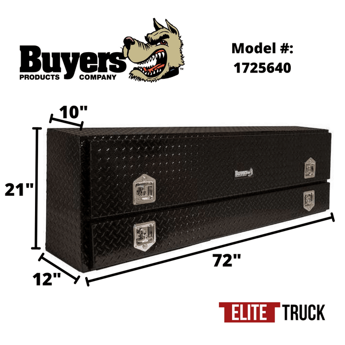 Buyers Products 72 Inch Black Diamond Tread Aluminum Contractor Top Mount Truck Box 1725640