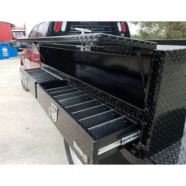 Buyers Products 72 Inch Gloss Black Diamond Tread Aluminum Contractor Top Mount Truck Box With Drawers 1725641
