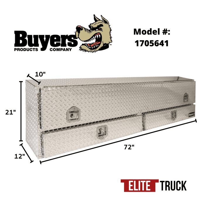 Buyers Products 72 Inch Diamond Tread Aluminum Contractor Top Mount Truck Box With Drawers 1705641