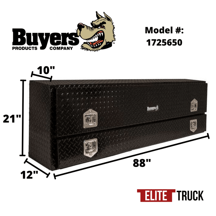 Buyers Products 88 Inch Black Diamond Tread Aluminum Contractor Top Mount Truck Box 1725650