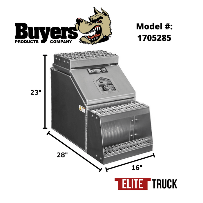 Buyers Products WideOpen™ Class 8 Step Box for Semi Trucks - 16 Inch Width 1705285 Dimensions