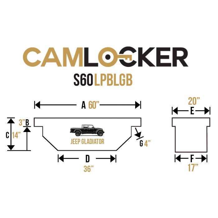 Camlocker Crossover Tool Box 60 Inch Jeep Gladiator JT Low Profile Gloss Black S60LPBLGB