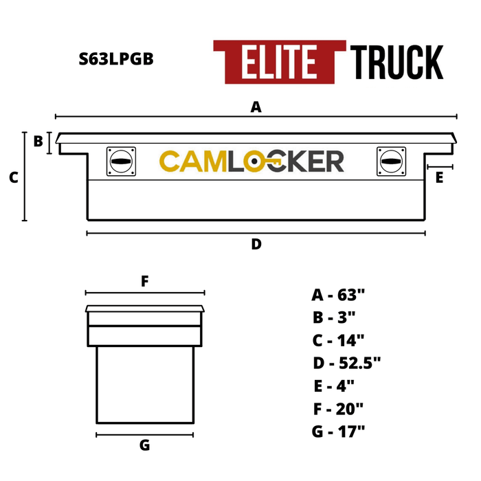 CamLocker Crossover Tool Box 63 Inch Low Profile Gloss Black Aluminum Model S63LPGB