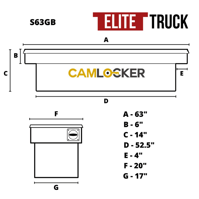 CamLocker Crossover Tool Box 63 Inch Standard Profile Gloss Black Aluminum Model S63GB