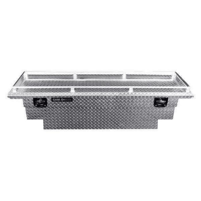 CamLocker King Size Crossover Tool Box 71 Inch Deep Low Profile Notched Bright Aluminum With Rail Model KS71LPUNRL