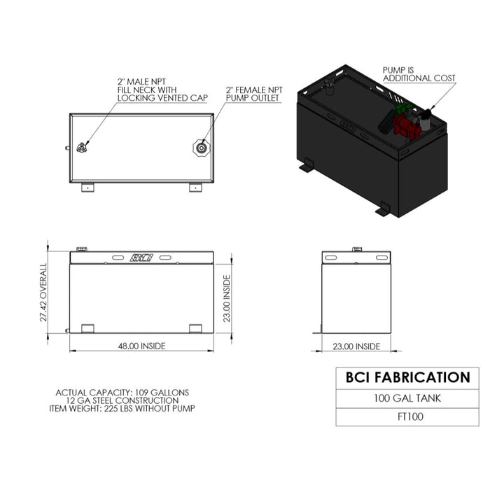 BCI Fabrication 100 gal transfer tank Model FT100