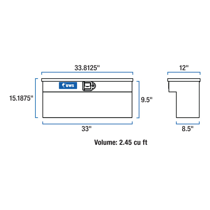 UWS Matte Black Aluminum UTV Side Tool Box - Polaris Ranger Model UTV-SM33-MB