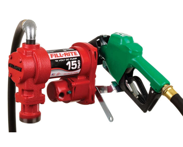 Fill-Rite 15 GPM 12V DC Transfer Tank Pump Kit Auto Nozzle Leaded Spou ...
