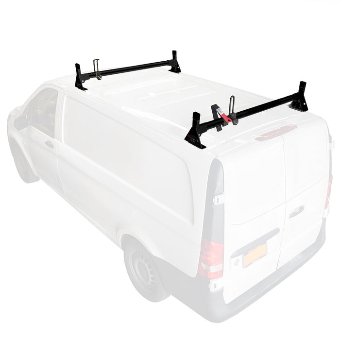 Vantech 2-Bar Black Aluminum Bolt-On Ladder Rack System Mercedes Metris 2016-2022 Model H1372B