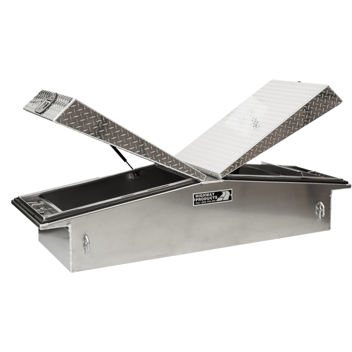 Highway Products 71 X 16 X 23 Gull Wing Crossover Tool Box With Smooth Aluminum Base Diamond Plate Lid 3412-015