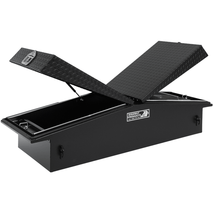 Highway Products 71 X 16 X 23 Gull Wing Crossover Tool Box With Smooth Black Base Black Diamond Plate Lid 3412-015-BK62