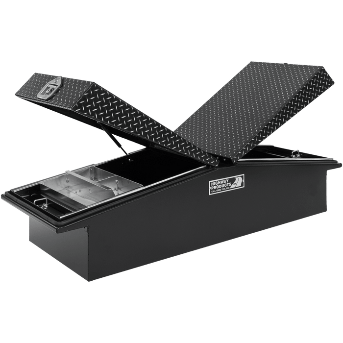 Highway Products 71 X 16 X 23 Gull Wing Crossover Tool Box With Smooth Black Base Leopard Lid **No Boweyes 3412-005-BK62S