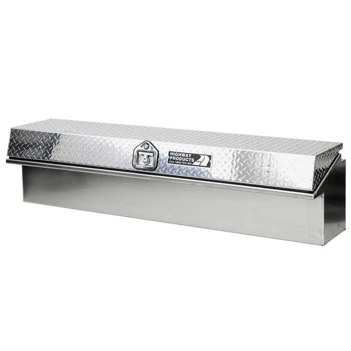 Highway Products 90 X 16 X 16 Passenger Side Side Mount Tool Box With Smooth Aluminum Base Diamond Plate Lid 3712-004