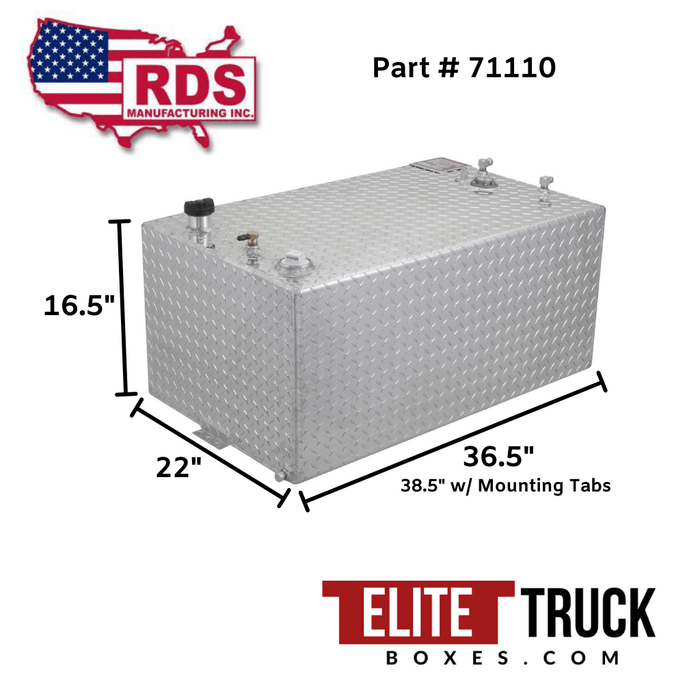 RDS 55 Gallon Rectangular Transfer Tank Bright Aluminum 36.5X22X16.5 M ...
