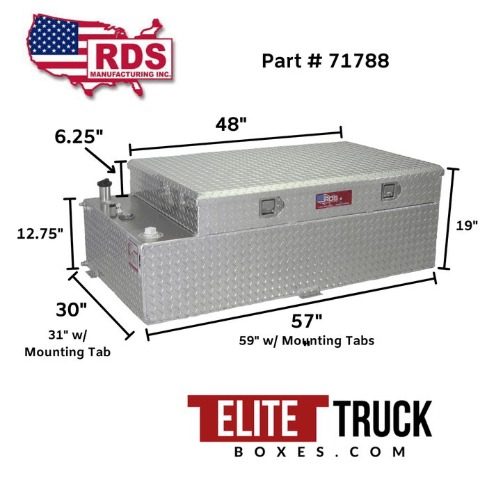 RDS 90 Gallon Transfer Tank & Toolbox Combo Bright Aluminum 57X30X19 M ...