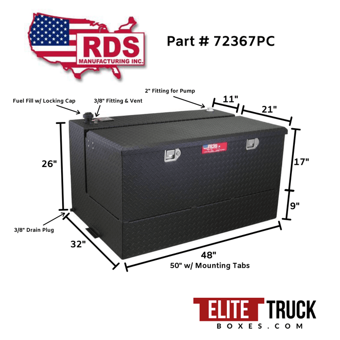 RDS 95 Gallon L Shape Transfer Tank & Toolbox Combo Black Aluminum RDS 95 Gallon L Shape Transfer Tank & Toolbox Combo Black Aluminum