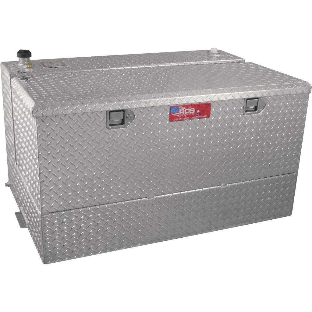 RDS 95 Gallon L Shape Transfer Tank & Toolbox Combo Bright Aluminum 48 ...