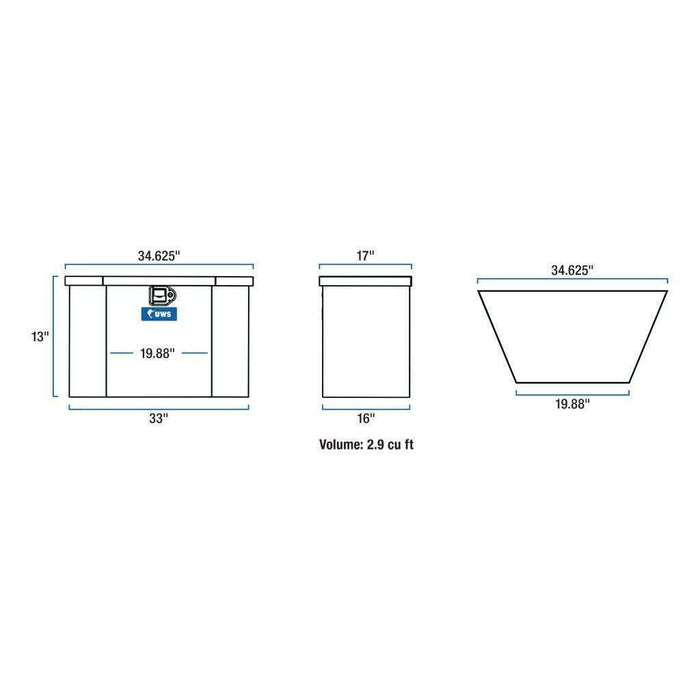 UWS EC20411 34-Inch Heavy-Wall Aluminum Trailer Tongue Tool Box with Low Profile, RigidCore Lid Model EC20411