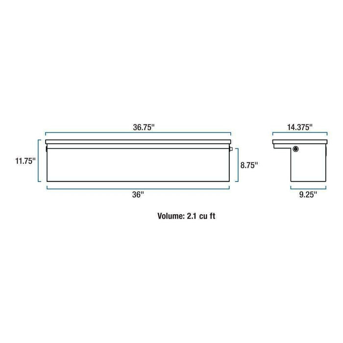 UWS Matte Black Aluminum 36" Truck Side Tool  Box - Low Profile Model TBSM-36-LP-MB