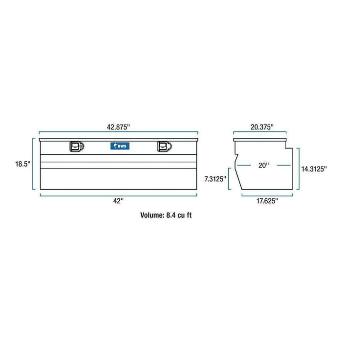 UWS 42-inch Heavy-Wall Aluminum Wedge Truck Storage Box, RigidCore Lid Model EC20221