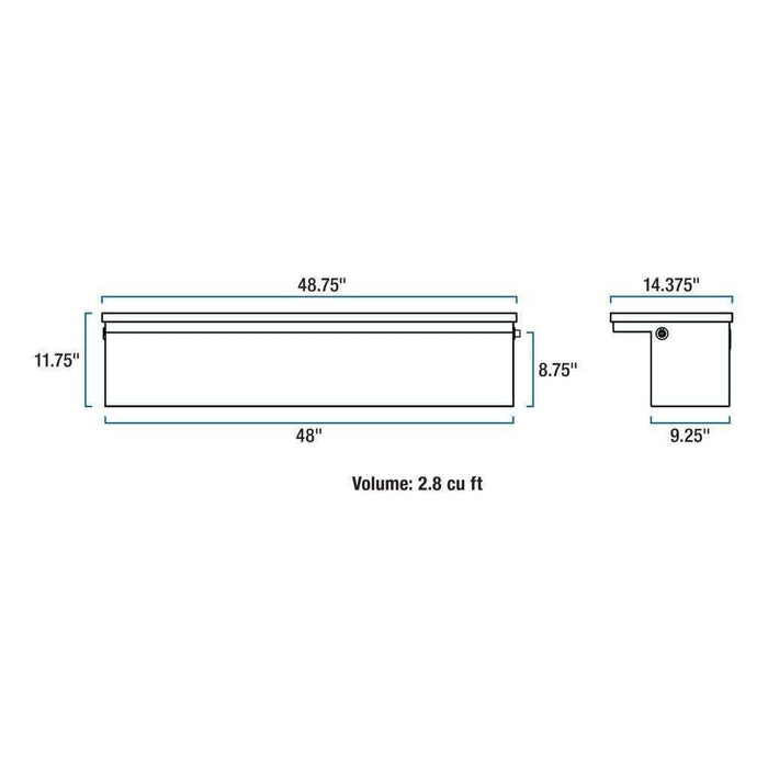 UWS Gloss Black Aluminum 48" Truck Side Tool  Box - Low Profile Model TBSM-48-LP-BLK