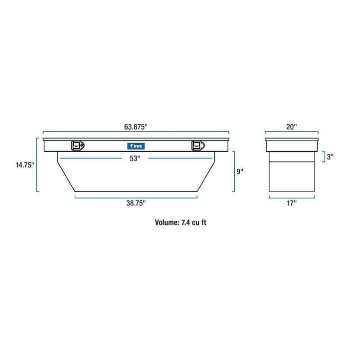 UWS 63-Inch Heavy-Wall Aluminum Angled Truck Tool Box, RigidCore Lid Model EC10271