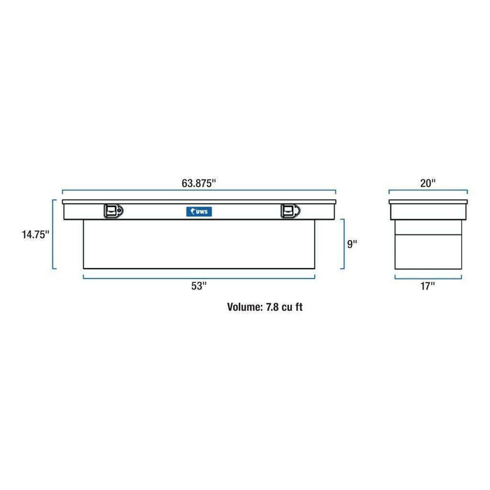 UWS 63-Inch Heavy-Wall Aluminum Truck Tool Box, RigidCore Lid Model EC10261