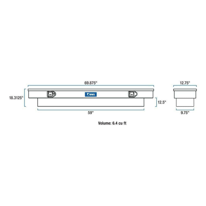 UWS 69-Inch Gloss Black Heavy-Wall Aluminum Deep Slim Truck Tool Box, RigidCore Lid Model EC10822