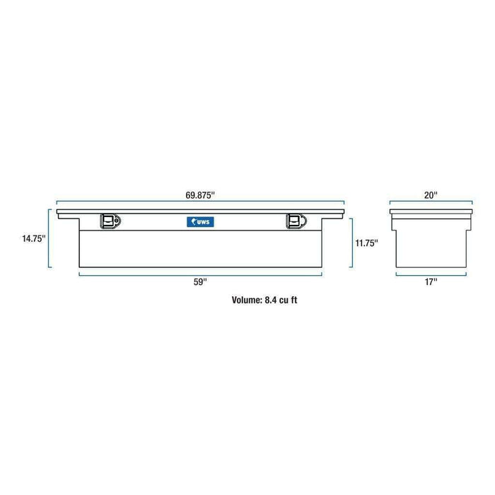 UWS 69-Inch Matte Black Heavy-Wall Aluminum Truck Tool Box with Low Profile, RigidCore Lid Model EC10473