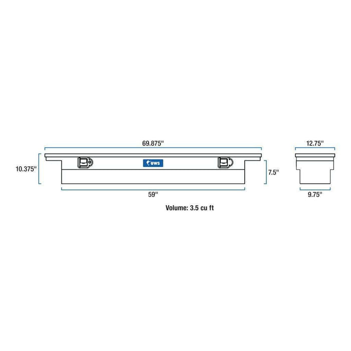 UWS 69-Inch Gloss Black Heavy-Wall Aluminum Slim Truck Tool Box with Low Profile, RigidCore Lid Model EC10552