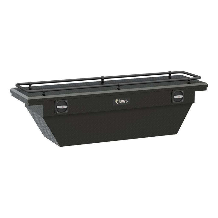 UWS 69" Crossover Truck Tool Box Low Profile With Rail Deep Angled Secure Lock Matte Black Aluminum Model SLD69-A-LP-MB-R