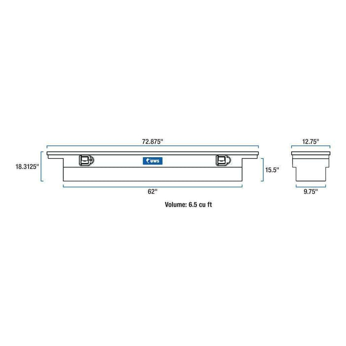 UWS 72" Deep Slim Truck Tool  Box - Low Profile Model TBSD-72-SL-LP