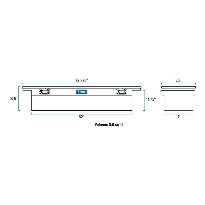 UWS 72-Inch Heavy-Wall Aluminum Truck Tool Box with Low Profile, RigidCore Lid Model EC10611