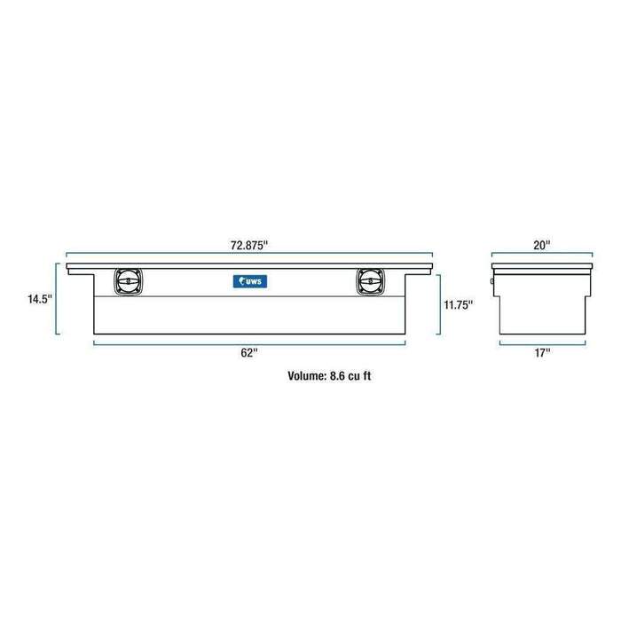 UWS Secure Lock 72-Inch Heavy-Wall Aluminum Truck Tool Box with Low Profile, RigidCore Lid Model EC10021