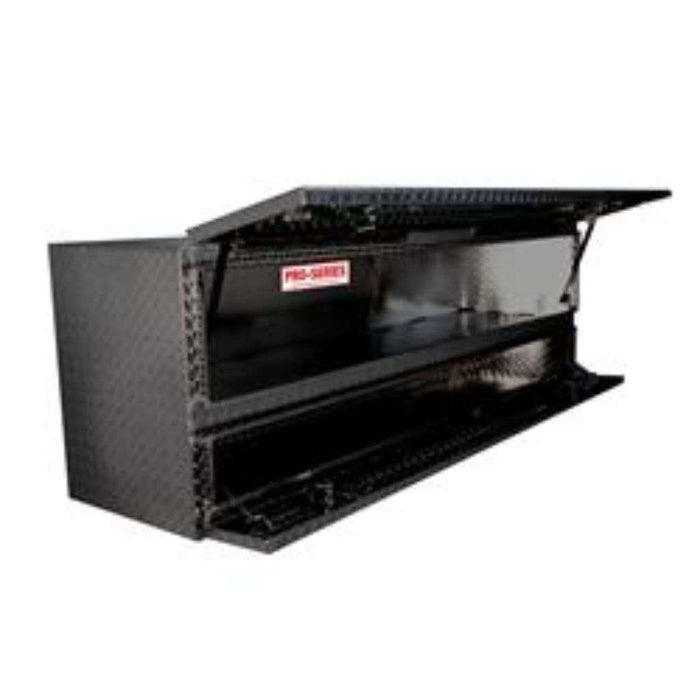 Buyers Products 72 inch Gloss Black Diamond Tread Aluminum Contractor Top Mount Truck Box with Drawers 1721678