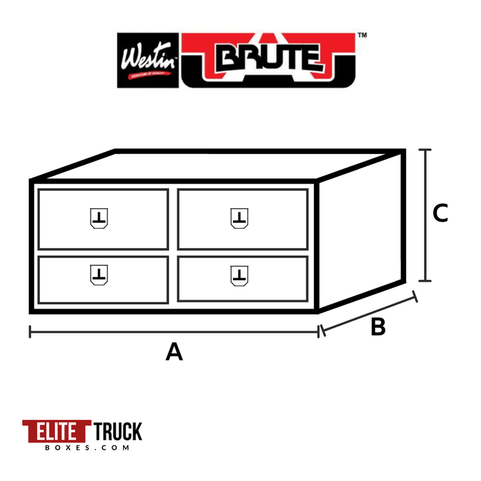 Westin Brute 80-TB400-96D-BD Top Mount Tool Box 96" Bright Aluminum Double Top Door Two Bottom Drawers