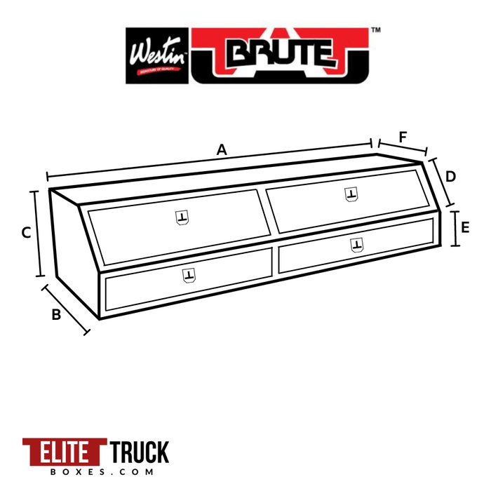 Westin Brute 80-TBS200-90D-BD Top Mount Tool Box 90" Bright Aluminum Double Top Door Two Bottom Drawers